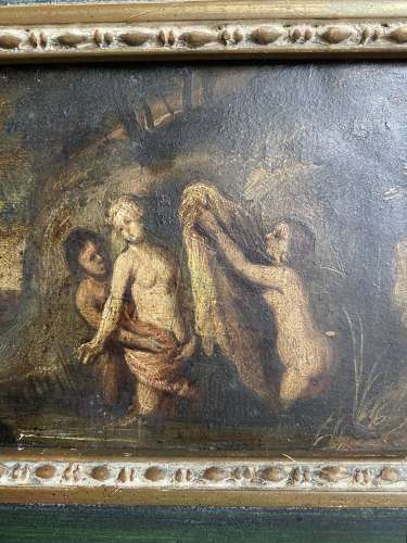 Two antique 18th century oil paintings on copper of Homer's Odyssey