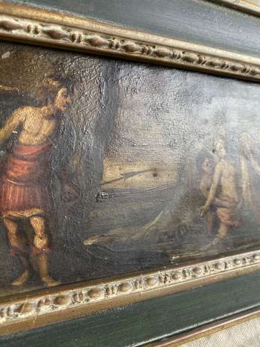 Two antique 18th century oil paintings on copper of Homer's Odyssey