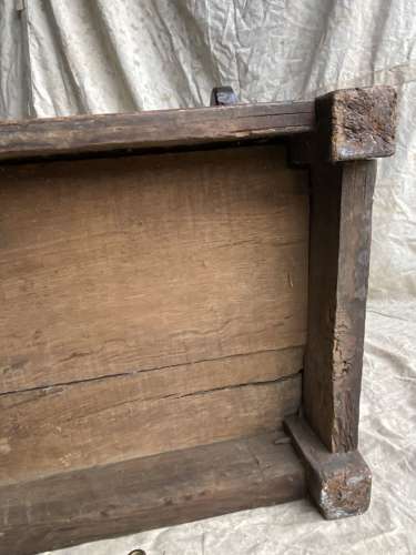 A charming antique 18th century Welsh panelled oak box settle