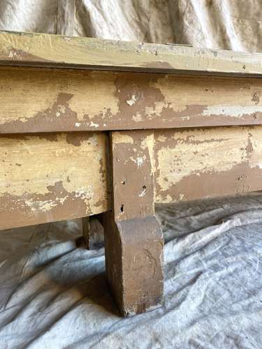 An antique 8ft Victorian pine school bench with seat storage