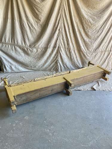 An antique 8ft Victorian pine school bench with seat storage