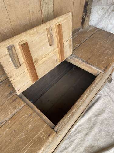 An antique early 19th century vernacular pine box settle