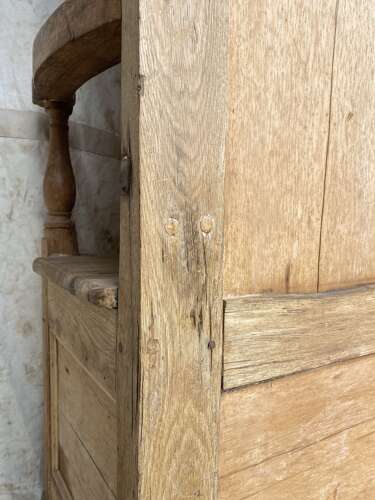 An antique early 19th century vernacular pine box settle