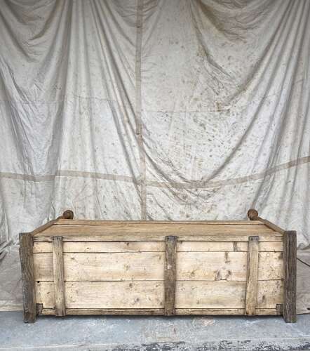 An antique early 19th century vernacular pine box settle