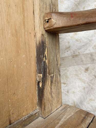 An antique early 19th century vernacular pine box settle