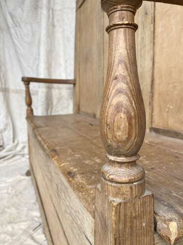 An antique early 19th century vernacular pine box settle