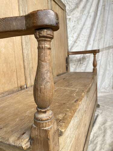 An antique early 19th century vernacular pine box settle
