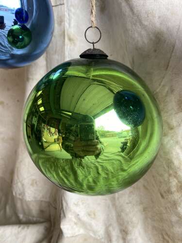 An antique 19th century mercury glass witch ball