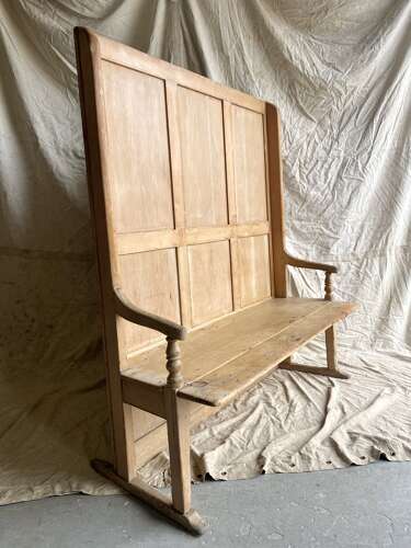 Impressive country house antique 19th century pine high back settle bench