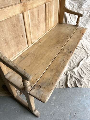 Impressive country house antique 19th century pine high back settle bench