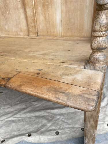 Impressive country house antique 19th century pine high back settle bench