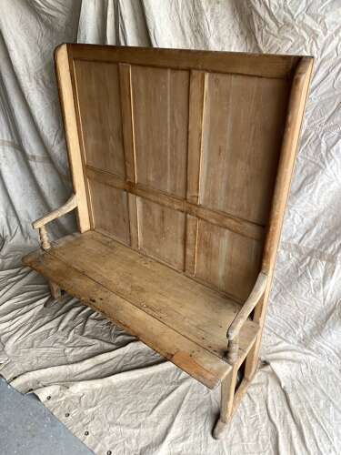 Impressive country house antique 19th century pine high back settle bench