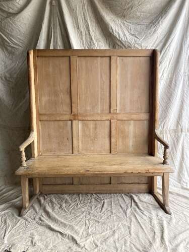 Impressive country house antique 19th century pine high back settle bench