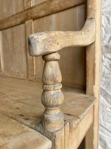 Impressive country house antique 19th century pine high back settle bench