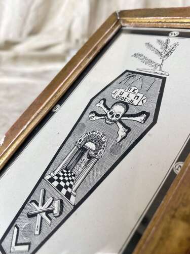An antique 19th century gilt framed Masonic tracing board