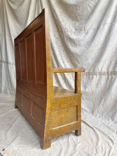 An antique 19th century vernacular Welsh painted box settle