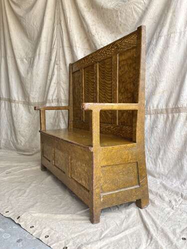 An antique 19th century vernacular Welsh painted box settle