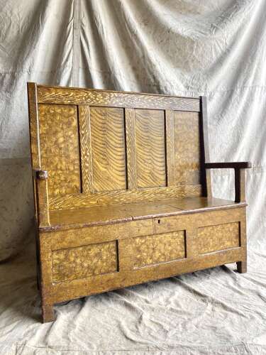 An antique 19th century vernacular Welsh painted box settle