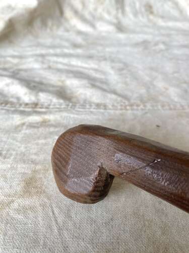 An exceptionally large antique Welsh treen fruit wood Cawl ladle