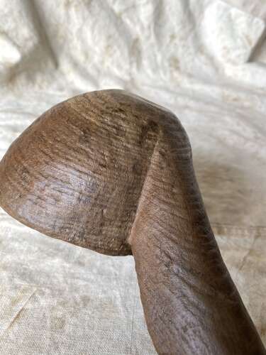 An exceptionally large antique Welsh treen fruit wood Cawl ladle