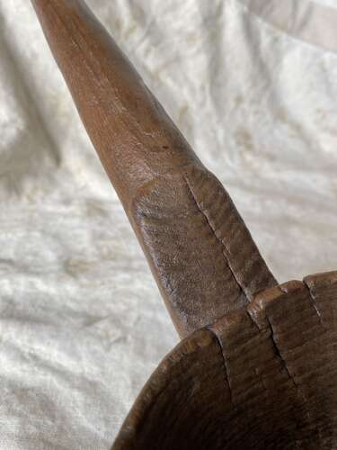 An exceptionally large antique Welsh treen fruit wood Cawl ladle