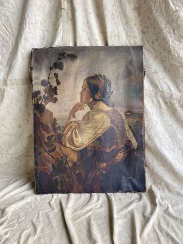 Antique oil on canvas after Carl Christian Vogel von Vogelstein Far away thoughts