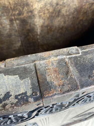 An antique 17th century James II oak coffer circa 1686