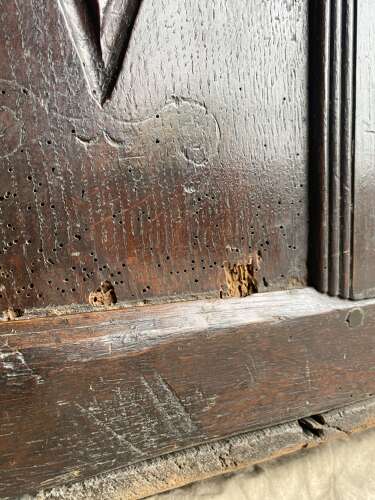 An antique 17th century James II oak coffer circa 1686