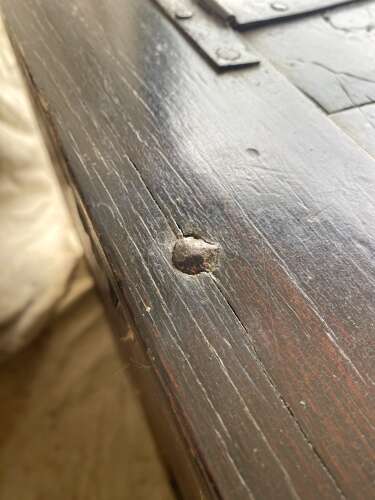 An antique 17th century James II oak coffer circa 1686