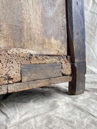 An antique 17th century James II oak coffer circa 1686