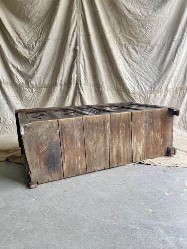 An antique 17th century James II oak coffer circa 1686