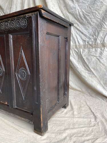 An antique 17th century James II oak coffer circa 1686