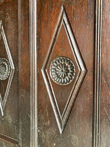 An antique 17th century James II oak coffer circa 1686