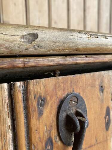 A rare antique 19th century vernacular pine Irish settle bed