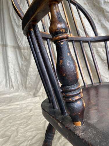An antique 19th century elm and ash hoop and stick back Windsor chair