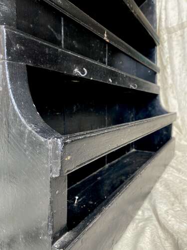 A charming antique 19th century provincial Scottish kitchen painted pine plate rack