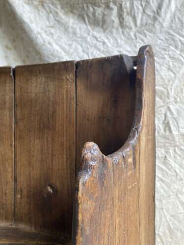 A rare antique 17th century James II elm barrel back tavern settle