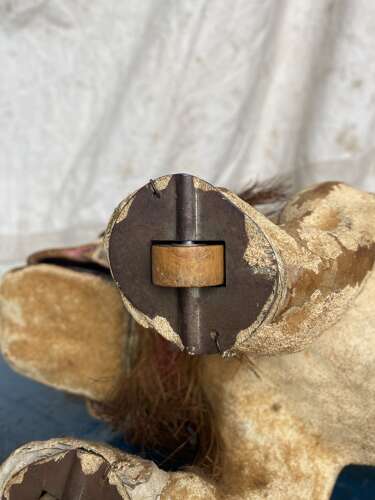 An antique French papier mache growler Bulldog toy by Roullet & Decamps