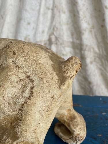 An antique French papier mache growler Bulldog toy by Roullet & Decamps