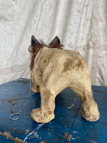 An antique French papier mache growler Bulldog toy by Roullet & Decamps