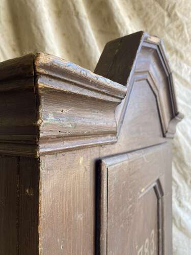 An interesting 19th century antique scumble glaze cupboard on stand