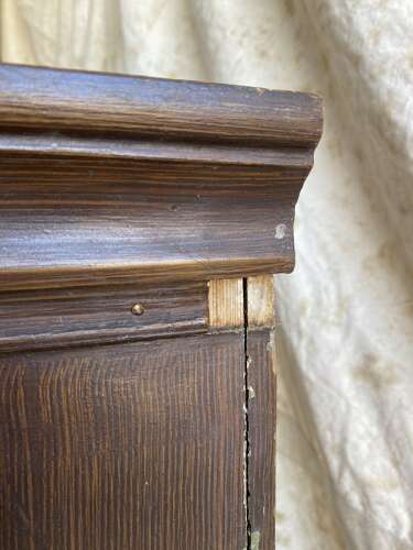 An interesting 19th century antique scumble glaze cupboard on stand