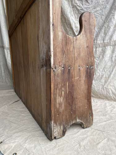 A provincial antique 19th century Welsh pine tavern settle bench