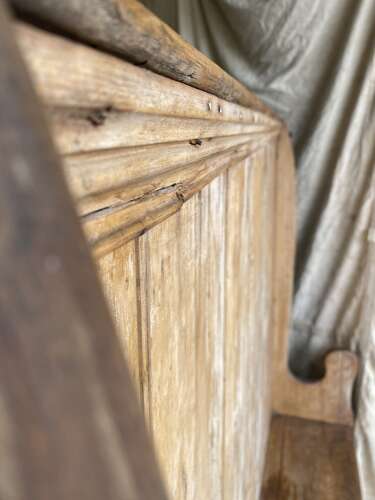 A provincial antique 19th century Welsh pine tavern settle bench