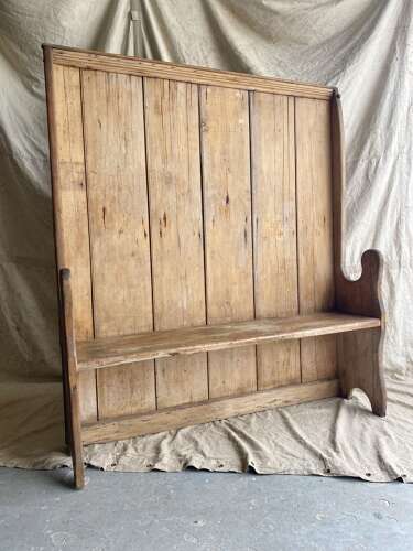 A provincial antique 19th century Welsh pine tavern settle bench