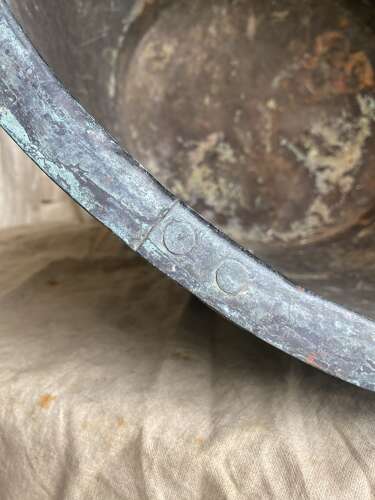 An antique early 19th century riveted copper planter