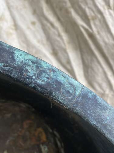 An antique early 19th century riveted copper planter