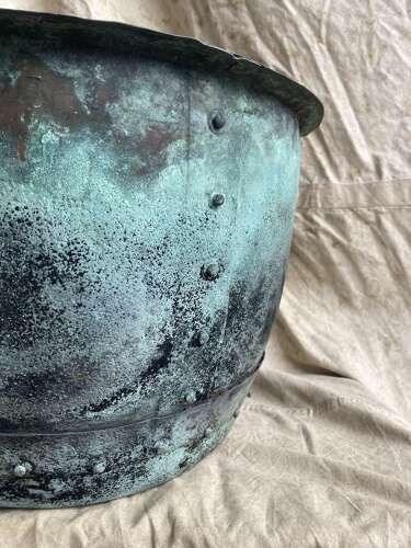 An antique early 19th century riveted copper planter