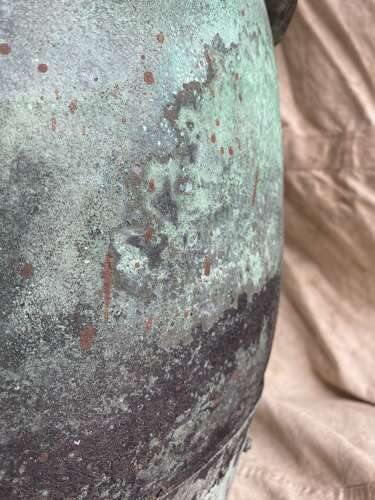 An antique early 19th century riveted copper planter