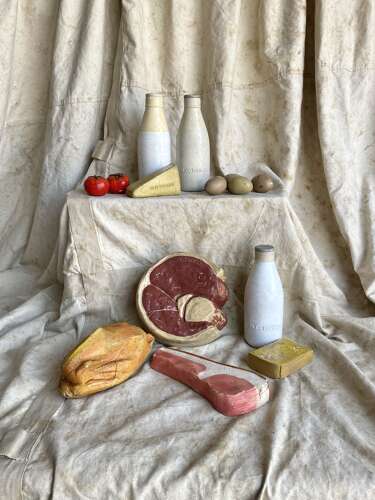 A collection of vintage 1950s Electrolux shop advertising display food
